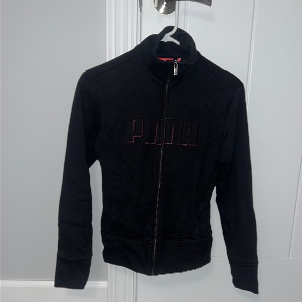 Puma Black Hoodless zip up